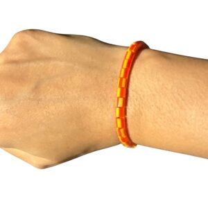 3 FOR $20 HANDCRAFTED Red & Orange Striped Fuse Beaded Stretch Bracelet